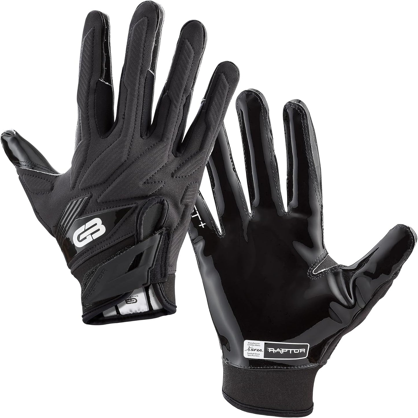 Grip Boost Raptor 2.0 Black Padded Men's Football Gloves with Boost Plus Grip Technology