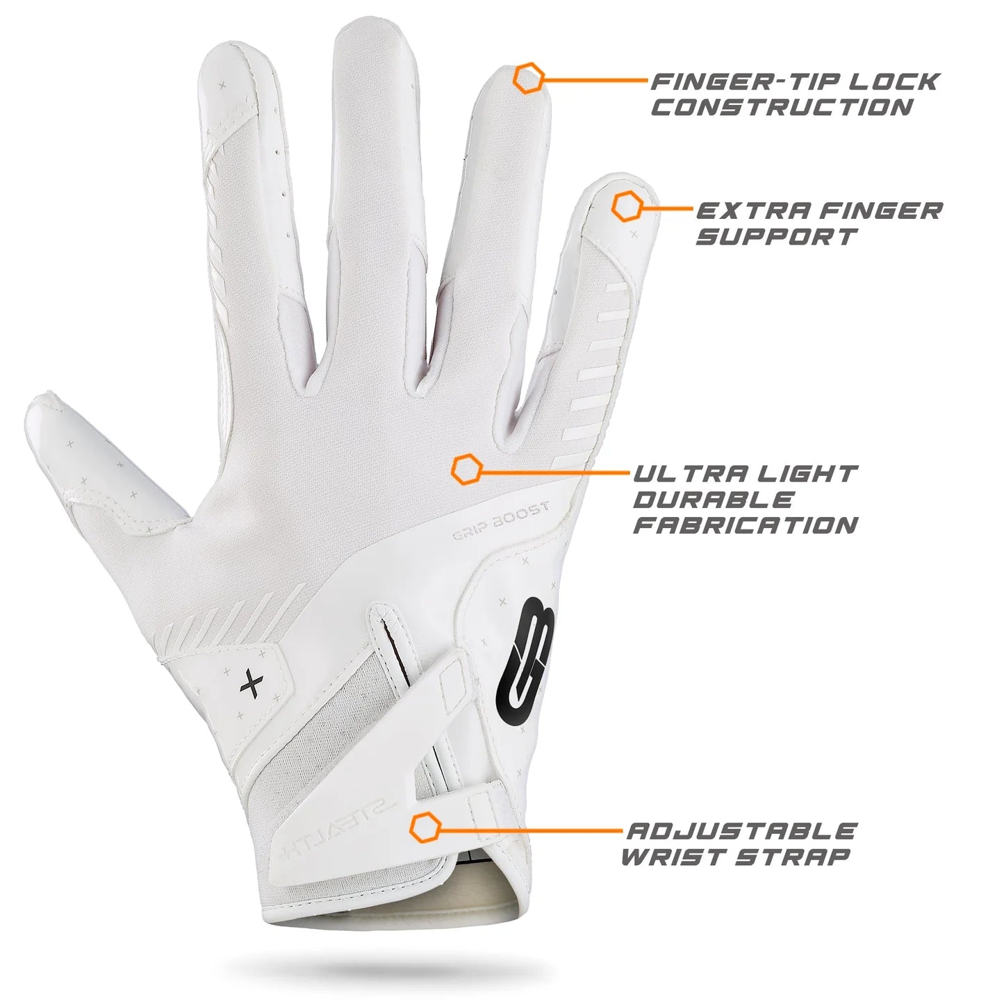 Grip Boost Stealth 6 Boost Plus Football Gloves - White Out