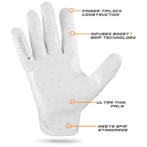 Grip Boost Stealth 6 Boost Plus Football Gloves - White Out