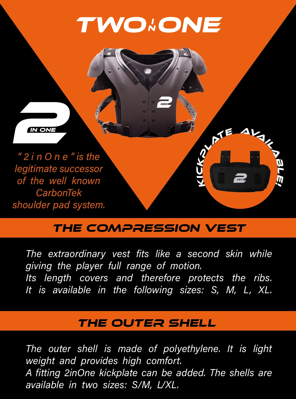 Two In One  Carbontek Shoulder Pad (Polyethylene Shell) - SportsTakeoff 